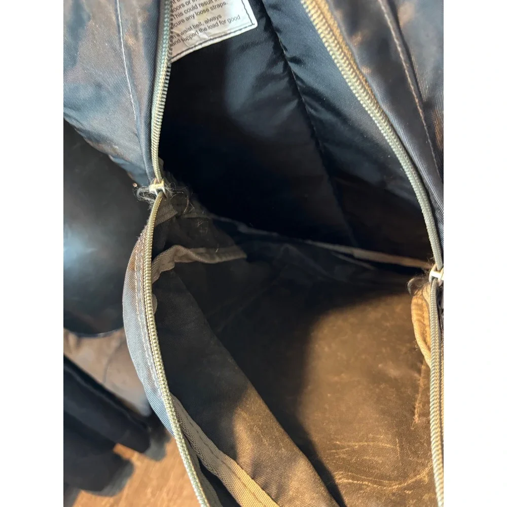 LL Bean Backpack Black Olive Green Reflective Daypack‎ School Travel Bag